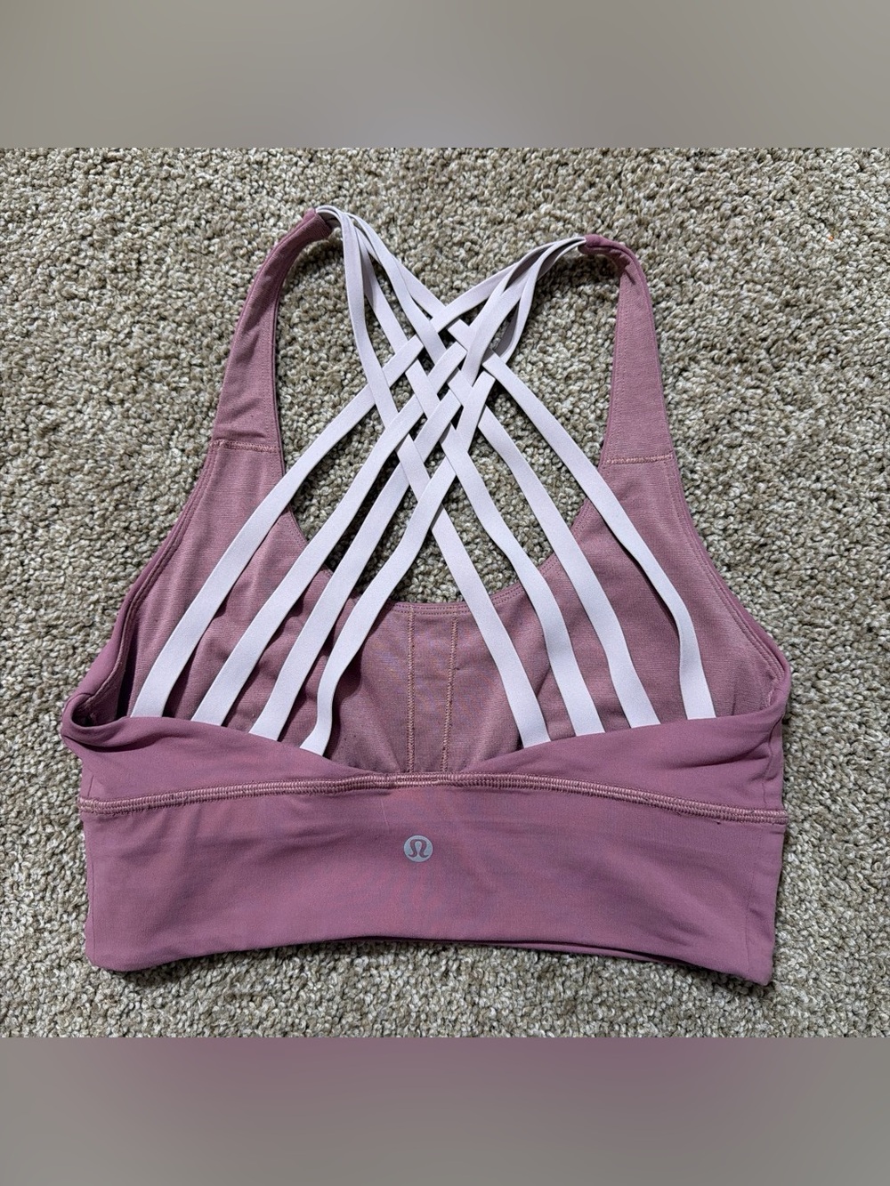 lululemon athletica Mauve Pink Strappy Sports Bra with White Lattice Back